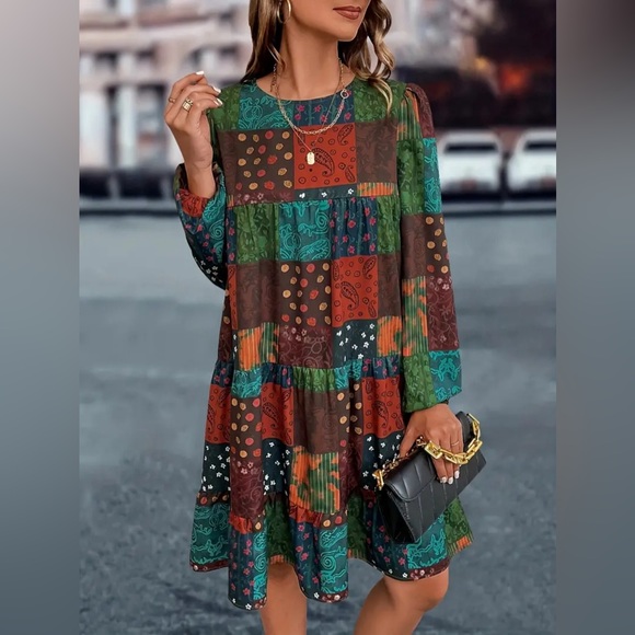 🌟HOST PICK🌟NWT-Plus Size Patchwork Boho Dress - Picture 2 of 4